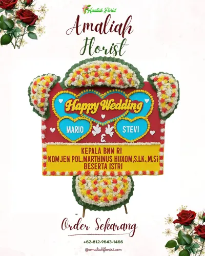 Karangan Papan Bunga Pernikahan di Ambal